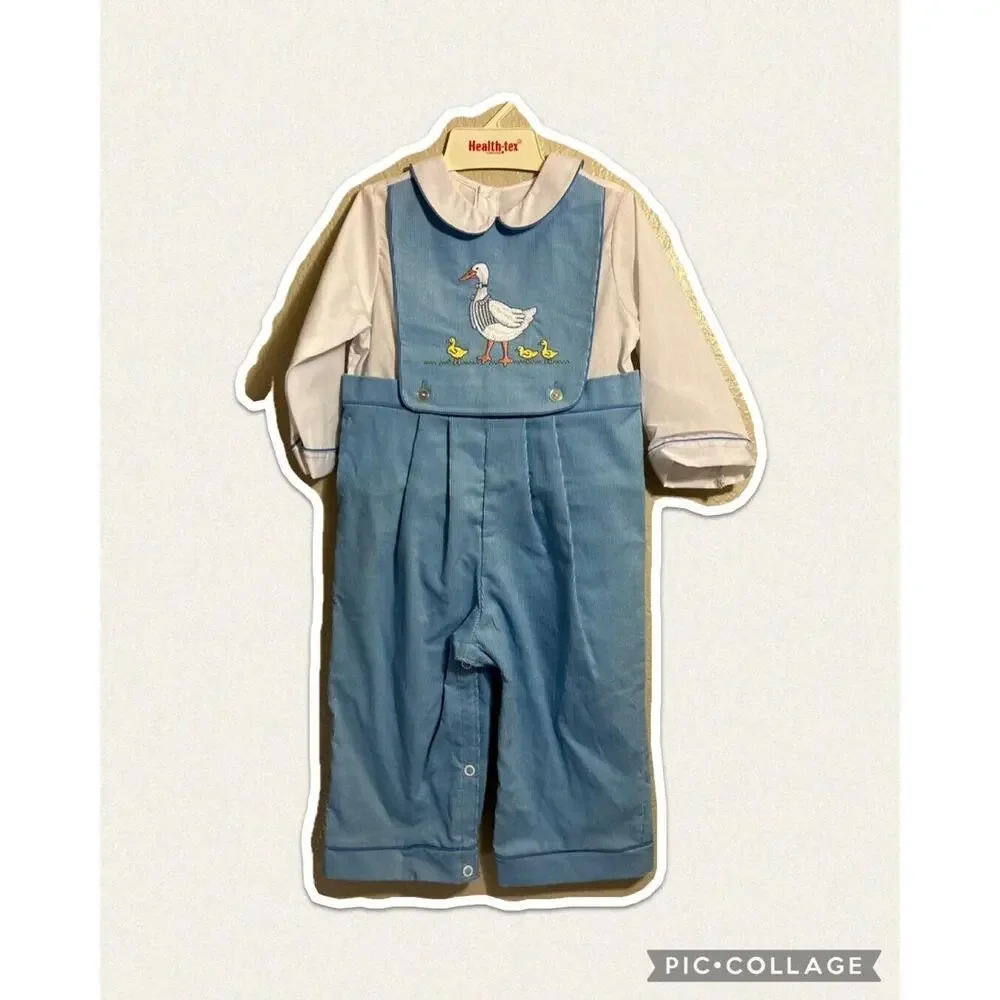 Vtg Infant Blue Corduroy Overall Jumper Pant/Shirt 24 months, Once Upon a Time